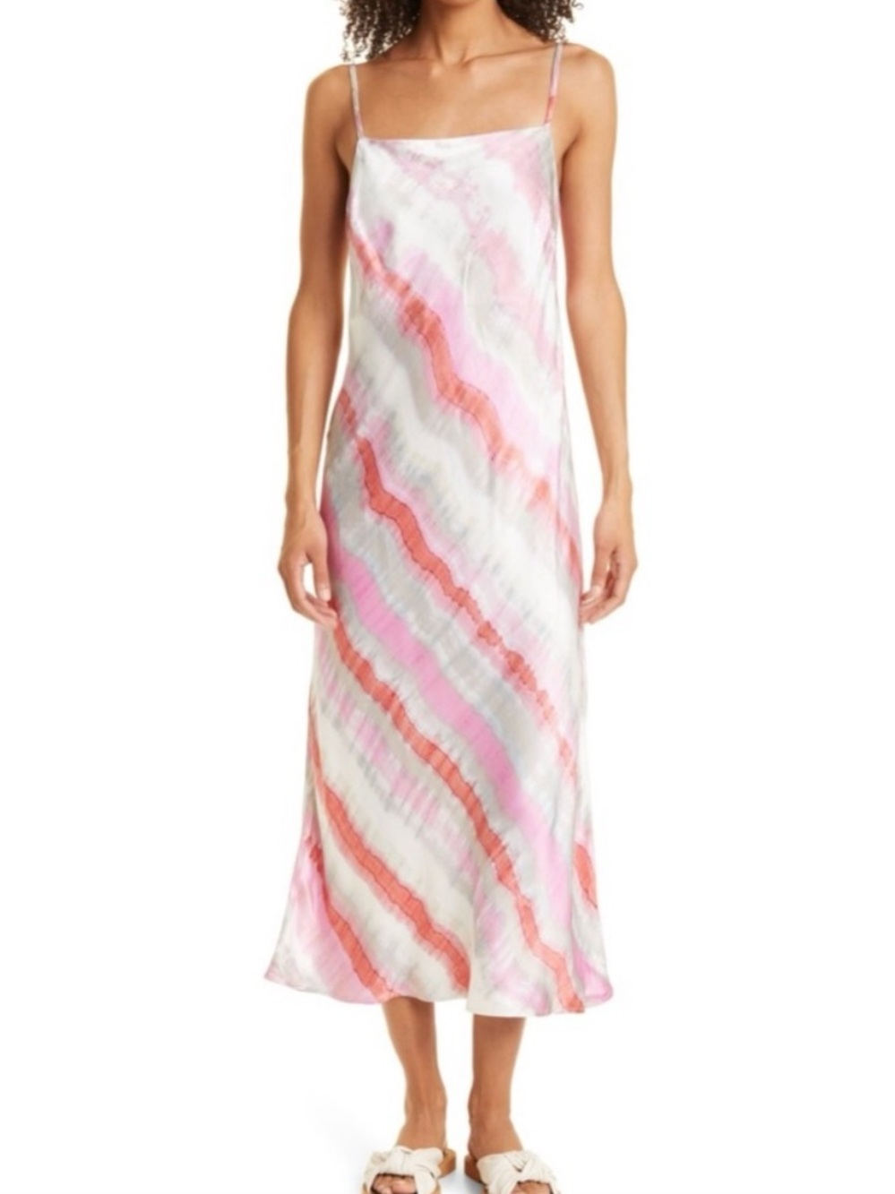 Rails Mina Tropical Satin Slip Dress Size X-Small Coral Waves